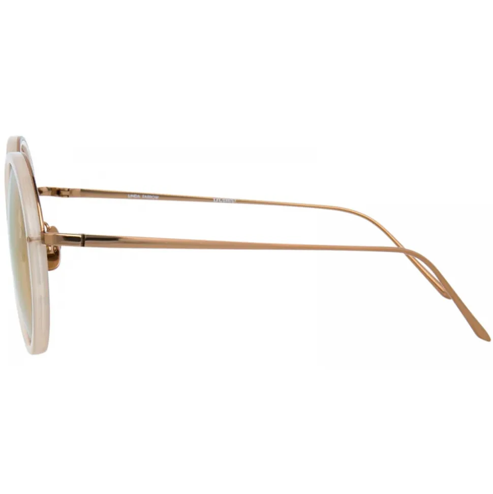 Linda Farrow - Tracy Round Sunglasses in Milky Peach - LFL239C57SUN - Linda Farrow Eyewear - Avvenice
