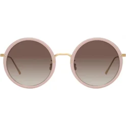 Linda Farrow - Tracy Round Sunglasses in Cameo Pink - LFL239C69SUN - Linda Farrow Eyewear - Avvenice