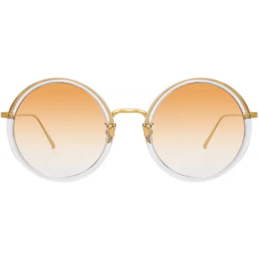 Linda Farrow - Tracy Round Sunglasses in Clear Gold - LFL239C86SUN - Linda Farrow Eyewear - Avvenice