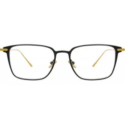 Linda Farrow - Willis Rectangular Optical Glasses in Black Yellow Gold - LF46C1OPT - Linda Farrow Eyewear - Avvenice
