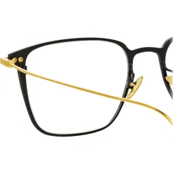 Linda Farrow - Willis Rectangular Optical Glasses in Black Yellow Gold - LF46C1OPT - Linda Farrow Eyewear - Avvenice