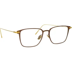 Linda Farrow - Willis Rectangular Optical Glasses in Black Yellow Gold - LF46C1OPT - Linda Farrow Eyewear - Avvenice