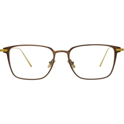 Linda Farrow - Willis Rectangular Optical Glasses in Black Yellow Gold - LF46C1OPT - Linda Farrow Eyewear - Avvenice