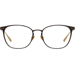 Linda Farrow - Xate Rectangular Optical Glasses in Black Yellow Gold - LFL1235C1OPT - Linda Farrow Eyewear - Avvenice