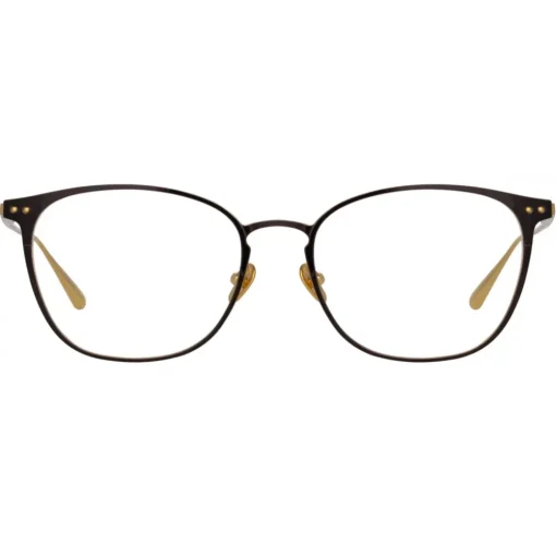 Linda Farrow - Xate Rectangular Optical Glasses in Black Yellow Gold - LFL1235C1OPT - Linda Farrow Eyewear - Avvenice