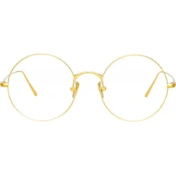 Linda Farrow - Zaha Round Optical Glasses in Yellow Gold - LF32C1OPT - Linda Farrow Eyewear - Avvenice