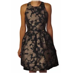 Liu Jo - Patterned Dress with Wide Skirt - Black/Gold - Dress - Made in Italy - Luxury Exclusive Collection - Avvenice