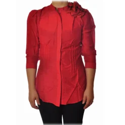 Liu Jo - Shirt with Fabric Flower Detail - Red - Shirts - Made in Italy - Luxury Exclusive Collection - Avvenice