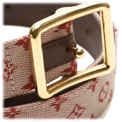 Louis Vuitton Vintage - Monogram Mini Lin Belt - Red Brown Beige - Leather Belt - Luxury High Quality - Avvenice