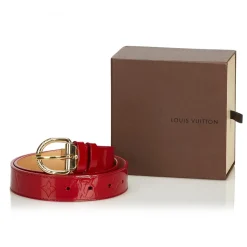 Louis Vuitton Vintage - Monogram Vernis Belt - Red - Vernis Leather Belt - Luxury High Quality - Avvenice