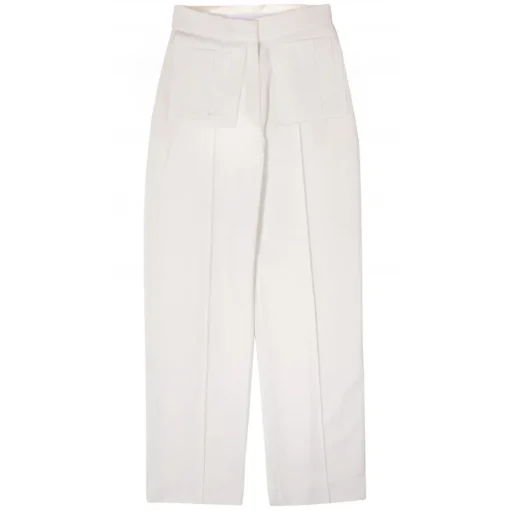 Margaux Avila - High Waistline Pants - White Ivory - Pants - Made in Italy - Luxury Exclusive Collection - Avvenice