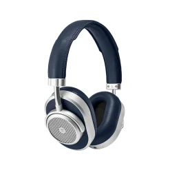 Master & Dynamic - MW65 - Silver Metal / Navy Leather - Active Noise-Cancelling Wireless Headphones - Premium Quality - Avvenice