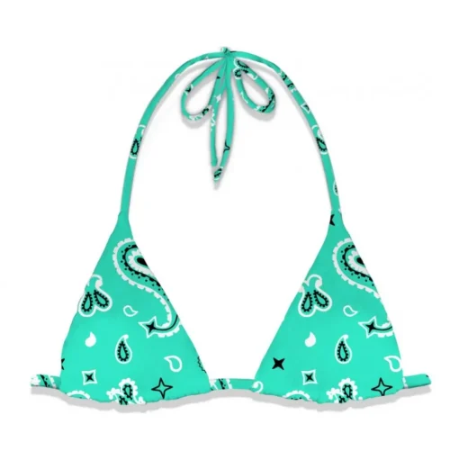 MC2 Saint Barth - Cashmere Pattern Bikini Top - Aqua Green - Luxury Exclusive Collection - Avvenice