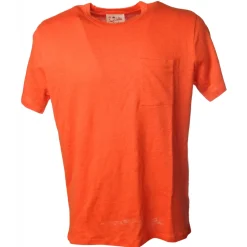 MC2 Saint Barth - T-Shirt in Linen with Pocket - Orange - Luxury Exclusive Collection - Avvenice