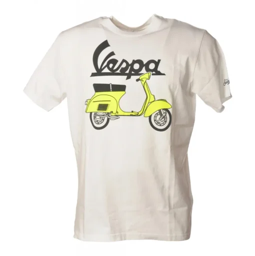 MC2 Saint Barth - T-Shirt Man Vespa Outline 01N - White - Luxury Exclusive Collection - Avvenice