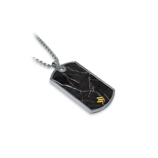 Mikol Marmi - Black Marquina Gemstone Marble Dog Tag - Real Marble - Mikol Marmi Collection - Avvenice