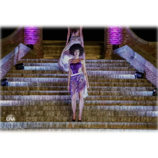 Miriam Tirinzoni - Purple Pareo Bikini with Feather Skirt - Skirt - Luxury Exclusive Collection - Avvenice