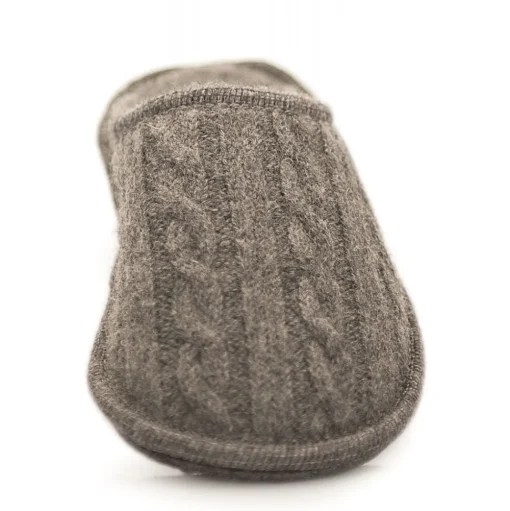 Neck Mate - Asolo - Artisan Man Slippers - Wool Braided Cotta - Medium Grey - Avvenice