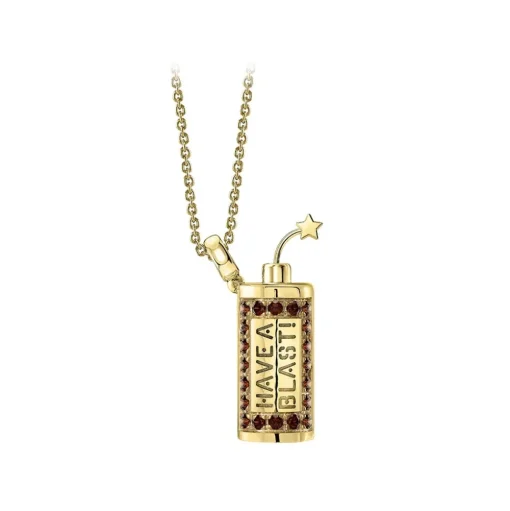 NESS1 - Have A Blast Necklace 9Kt Yellow Gold and Diamonds - Sex Bomb Collection - Handcrafted Necklace - High Quality Luxury - Avvenice