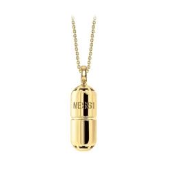 NESS1 - Pill.Ola Necklace 9Kt Yellow Gold and Diamond - Drug Collection - Handcrafted Necklace - High Quality Luxury - Avvenice