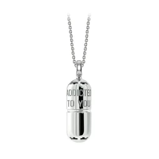 NESS1 - Pill.Ola Necklace 18Kt White Gold and Diamond - Drug Collection - Handcrafted Necklace - High Quality Luxury - Avvenice