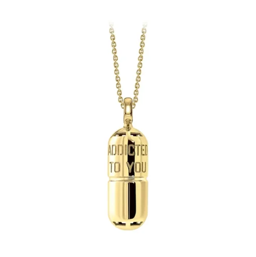 NESS1 - Pill.Ola Necklace 18Kt Yellow Gold and Diamond - Drug Collection - Handcrafted Necklace - High Quality Luxury - Avvenice