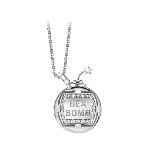 NESS1 - Sex Bomb Necklace 9kt White Gold and Diamonds - Sex Bomb Collection - Handcrafted Necklace - High Quality Luxury - Avvenice