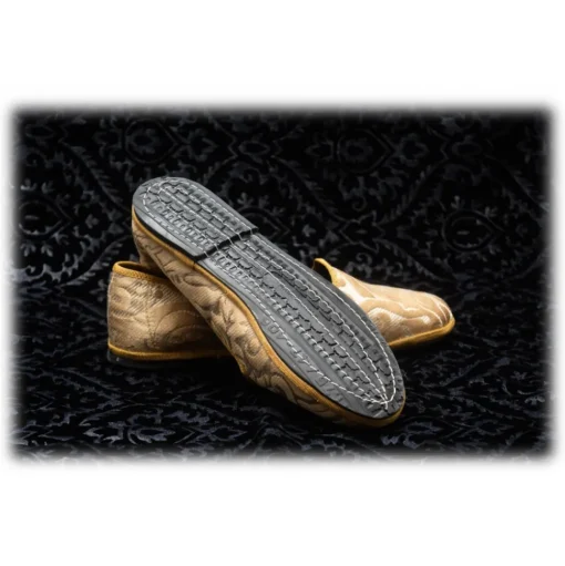Nicolao Atelier - Furlana Slipper in Damask - Gold Color Woman - Shoe - Made in Italy - Luxury Exclusive Collection - Avvenice