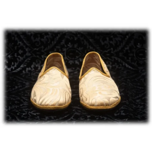Nicolao Atelier - Furlana Slipper in Damask - Gold Color Woman - Shoe - Made in Italy - Luxury Exclusive Collection - Avvenice