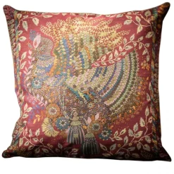 Nicolao Atelier - Rubelli Silk Cushion - Peacock Motif - Pillow - Made in Italy - Luxury Exclusive Collection - Avvenice