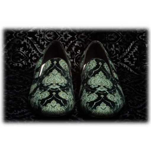 Nicolao Atelier - Velvet Brocade Slipper Shoe - Green Man - Shoe - Made in Italy - Luxury Exclusive Collection - Avvenice