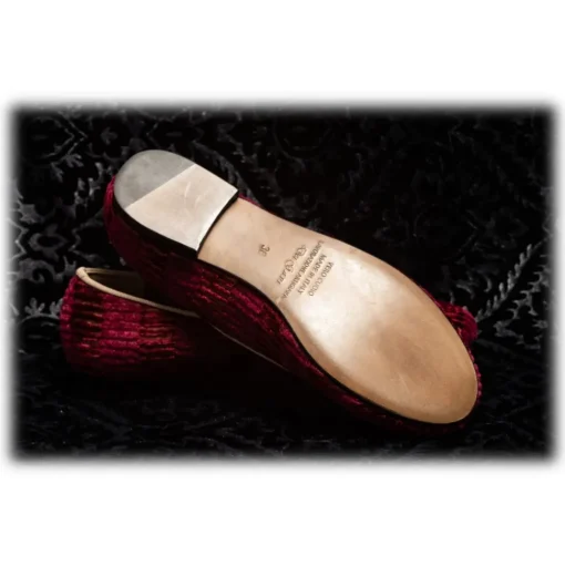 Nicolao Atelier - Velvet Striped Slipper Shoe - Bordeaux Woman - Shoe - Made in Italy - Luxury Exclusive Collection - Avvenice