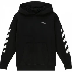 Off-White - Black and White Cotton Logo Print Hoodie - Exclusive Luxury Collection - Avvenice