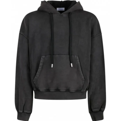 Off-White - Smoky Black and Neon Green Cotton Super Moon Hoodie - Exclusive Luxury Collection - Avvenice