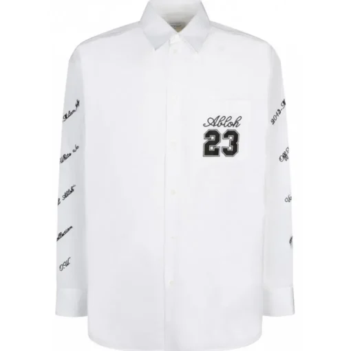 Off-White - White and Black Logo Embroidered Shirt - Exclusive Luxury Collection - Avvenice