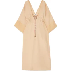 Ottod'Ame - Empire Fit Linen Dress - Nude - Dresses - Luxury Exclusive Collection - Avvenice