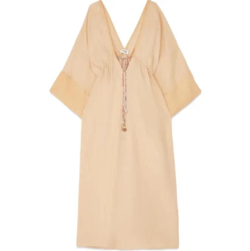 Ottod'Ame - Empire Fit Linen Dress - Nude - Dresses - Luxury Exclusive Collection - Avvenice