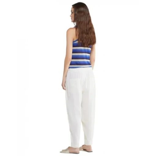 Ottod'Ame - Linen Trousers with Elastic Waistband - White - Trousers - Luxury Exclusive Collection - Avvenice
