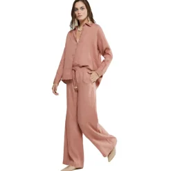Ottod'Ame - Linen Wide Leg Trousers - Pink - Trousers - Luxury Exclusive Collection - Avvenice
