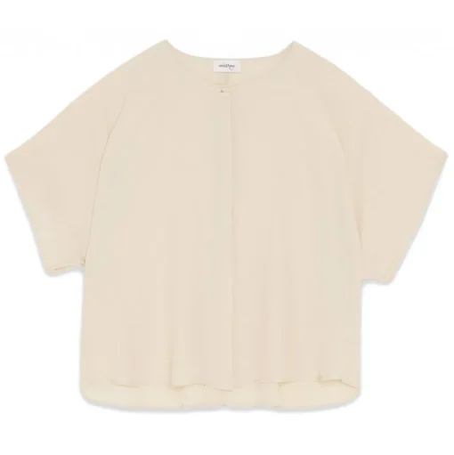Ottod'Ame - Short Sleeve Blouse with Buttons - Cream - Shirt - Luxury Exclusive Collection - Avvenice