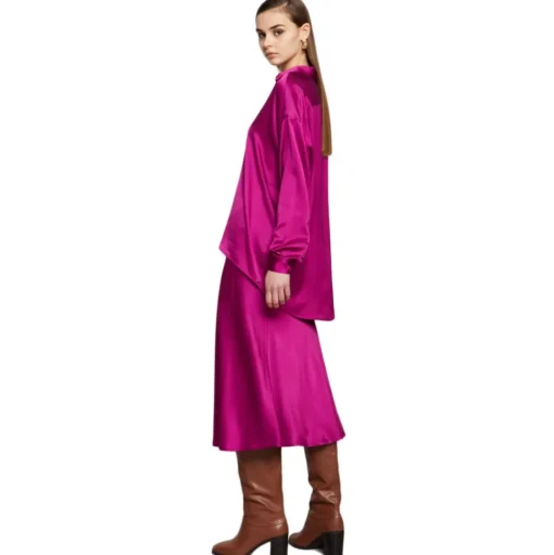 Ottod'Ame - Viscose Midi Skirt with Elastic Waistband - Fuxia - Skirt - Luxury Exclusive Collection - Avvenice