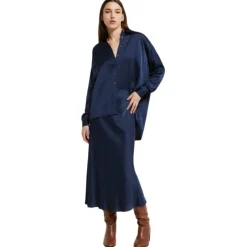 Ottod'Ame - Viscose Midi Skirt with Elastic Waistband - Blue - Skirt - Luxury Exclusive Collection - Avvenice