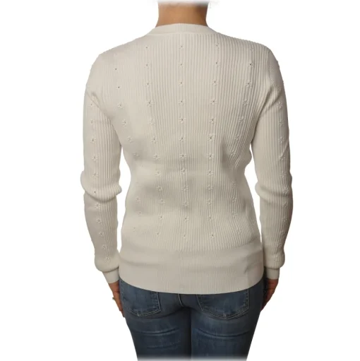 Patrizia Pepe - Cardigan Model with Buttons and V-neck - White - Pullover - Made in Italy - Luxury Exclusive Collection - Avvenice