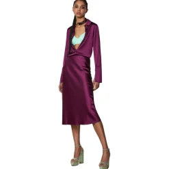 Patrizia Pepe - Glossy Fabric Midi Skirt - Magenta - Skirt - Made in Italy - Luxury Exclusive Collection - Avvenice