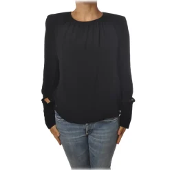 Patrizia Pepe - Lightweight Fabric Blouse with Straps - Black - Shirt - Made in Italy - Luxury Exclusive Collection - Avvenice