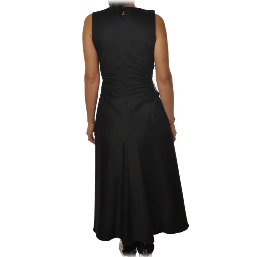 Patrizia Pepe - Long Dress with Opening Details and Chains - Black - Dress - Made in Italy - Luxury Exclusive Collection - Avvenice