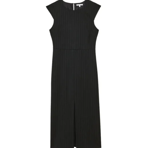 Patrizia Pepe - Pinstripe Patterned Sheath Dress - Black - Made in Italy - Luxury Exclusive Collection - Avvenice