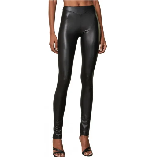 Patrizia Pepe - Shiny Faux Leather Fabric Trousers - Black - Trousers - Made in Italy - Luxury Exclusive Collection - Avvenice
