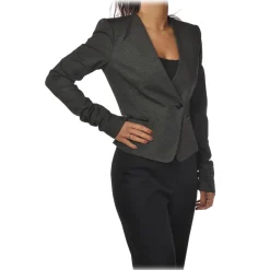 Patrizia Pepe - Short Collarless Jacket - Black/White - Jacket - Made in Italy - Luxury Exclusive Collection - Avvenice