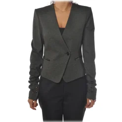 Patrizia Pepe - Short Collarless Jacket - Black/White - Jacket - Made in Italy - Luxury Exclusive Collection - Avvenice